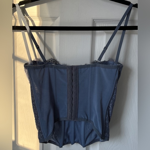 UO Out From Under Modern Love Lace Corset in Slate Blue - Picture 4 of 16